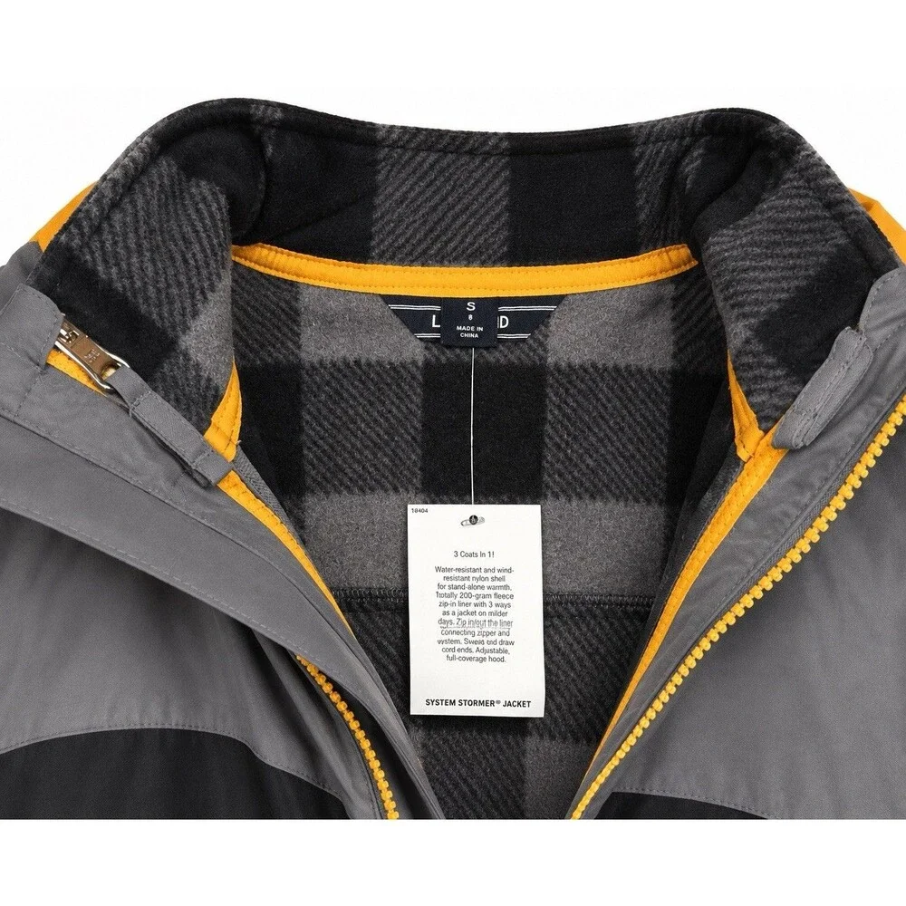 NEW NWT Lands End Boys Winter 3 in 1 Squall Jacket Coat Size 8 Gray Fleece Parka
